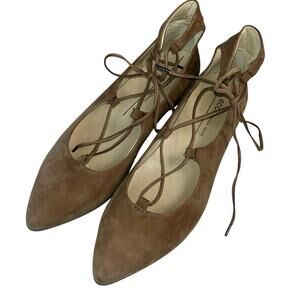 ECCO Shape Pointy Ballerina Ankle Tie Flats Camel US 9.5‎ EU 41